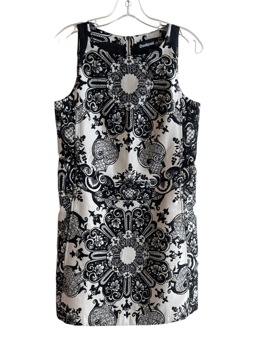Desigual Size 38 Black & White Polyester Blend Sleeveless Round Neck Dress Black & White / 38