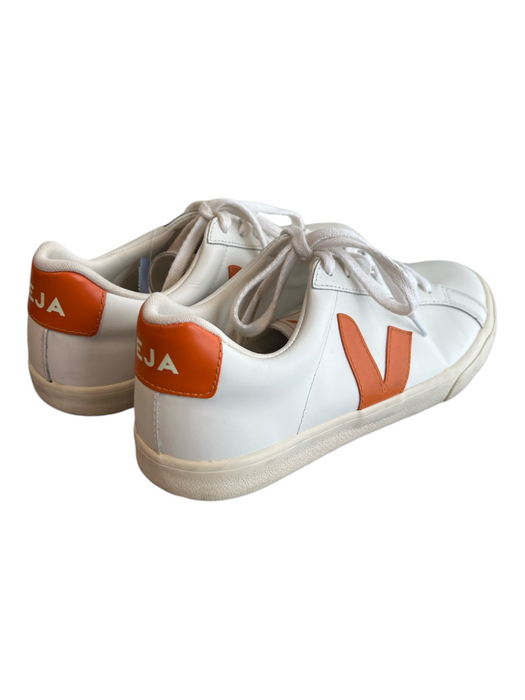 Veja Shoe Size 8.5 White & Orange Leather Low Top Lace Up Round Toe Shoes White & Orange / 8.5