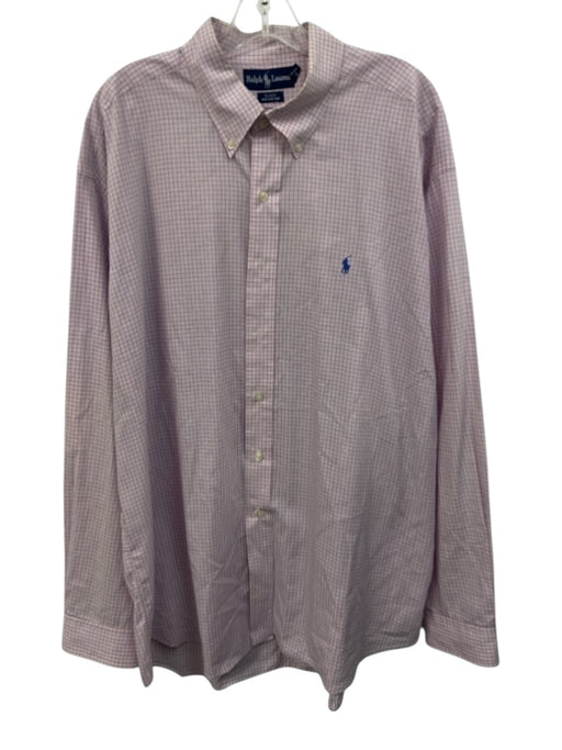 Ralph Lauren Size XXL Pink, Blue & White Cotton Plaid Men's Long Sleeve Shirt Pink, Blue & White / XXL
