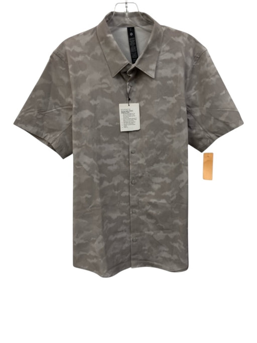 Lululemon NWT Size L Gray Polyester Camo Buttons Men's Short Sleeve Gray / L