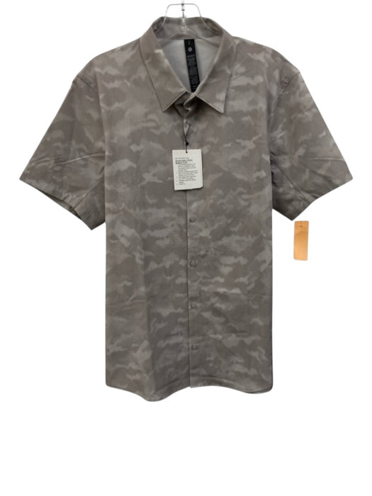 Lululemon NWT Size L Gray Polyester Camo Buttons Men's Short Sleeve Gray / L