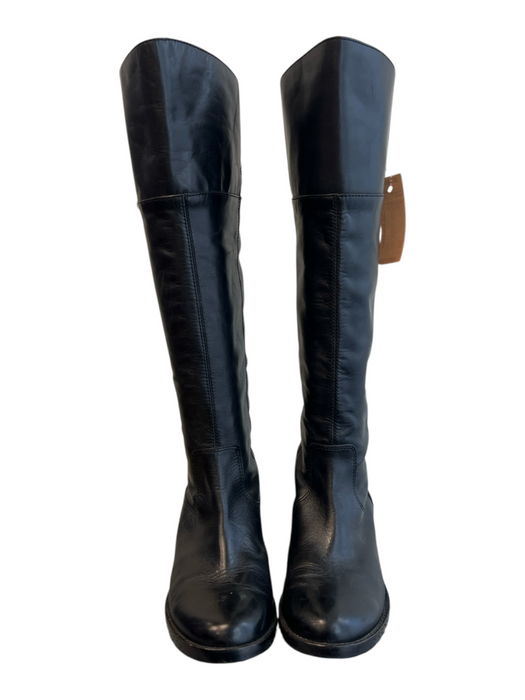 Coach Shoe Size 7 Black Leather Silver Buckle Almond Toe Knee High Boots Black / 7