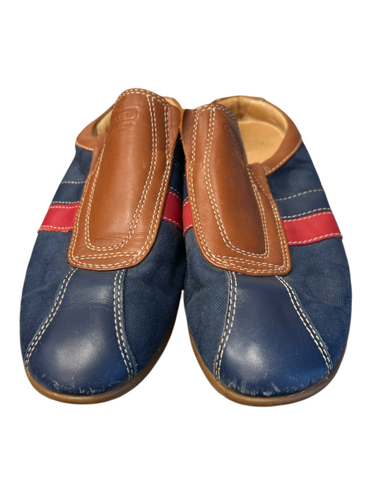 Coach Shoe Size 6 Blue, brown & Red Leather Contrast Stitch Almond Toe Shoes Blue, brown & Red / 6