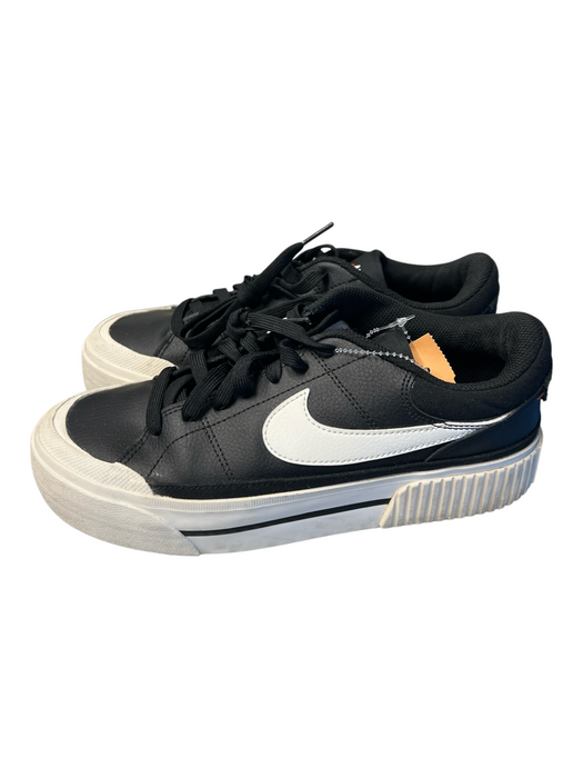Nike Shoe Size 8 Black Leather Low Top Lace Up Round Toe Sneaker Shoes Black / 8