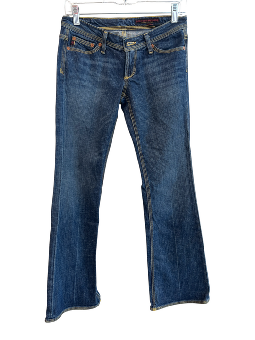 AG Size 26 Med Dark Wash Cotton Blend Low Rise Contrast Stitch Zip Fly Jeans Med Dark Wash / 26
