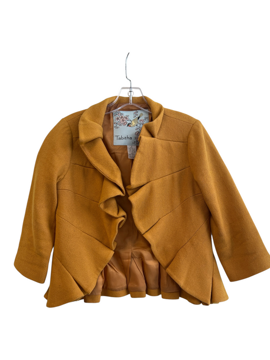 Tabitha Size 4 Mustard Rayon & Wool Hook & Eye closure Pleat Detail Short Jacket Mustard / 4