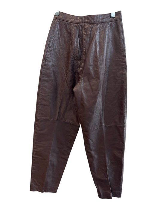 Juanentine Size 34 Brown Leather Zip Fly High Waist Slit Pocket Tapered Pants Brown / 34