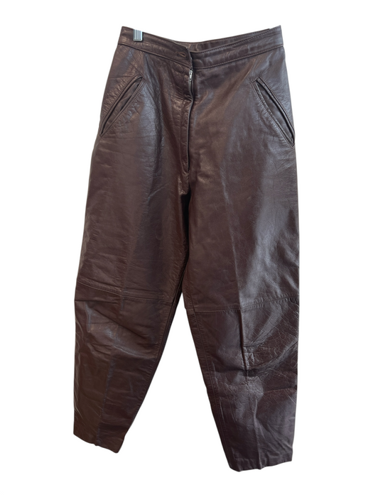 Juanentine Size 34 Brown Leather Zip Fly High Waist Slit Pocket Tapered Pants Brown / 34