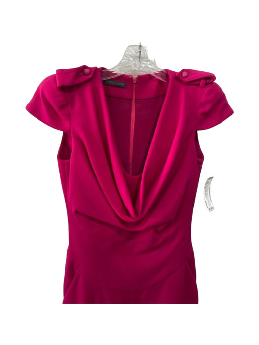 Alexander McQueen Size 38 Hot pink Wool Cowl Neck Cap Sleeve Sheath Dress Hot pink / 38