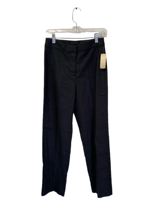 J Crew Size 0 Black Linen Blend Elastic Back Side Pockets Straight Leg Pants Black / 0