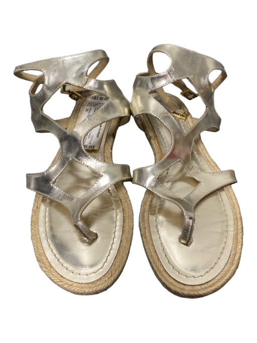 Jimmy Choo Shoe Size 36 Silver Leather Almond Toe Double Ankle Strap Sandals Silver / 36