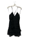 Shona Joy Size 6 Black Viscose Polyester Spaghetti Strap Overlay Back Zip Dress Black / 6