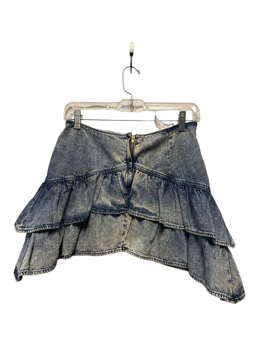 Mother Size 25 Acid Wash Cotton Denim Ruffle Mini Skirt Side Zip Skirt Acid Wash / 25