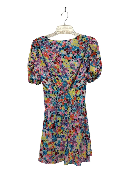 Staud Size 4 Multicolor Polyester Blend Short Sleeve V Neck Mini Dress Multicolor / 4