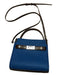 Tory Burch Brown & Blue Leather Felt Top Handle Crossbody Color Block Bag Brown & Blue