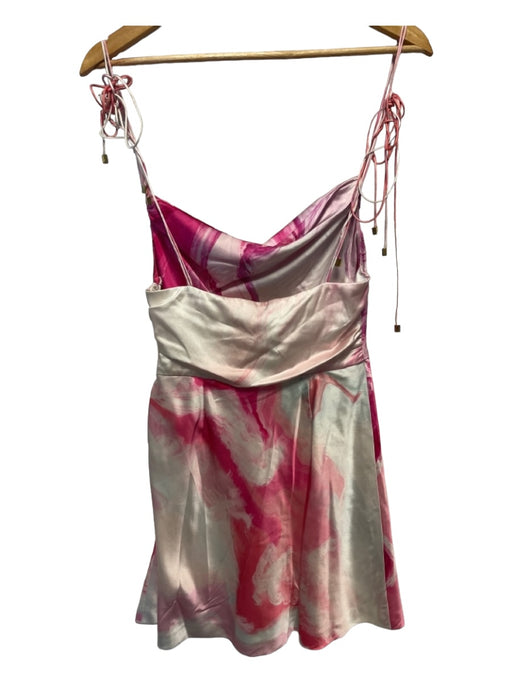 Retrofete Size S Pink & White Silk Spaghetti Strap Tie Dye Mini Dress Pink & White / S