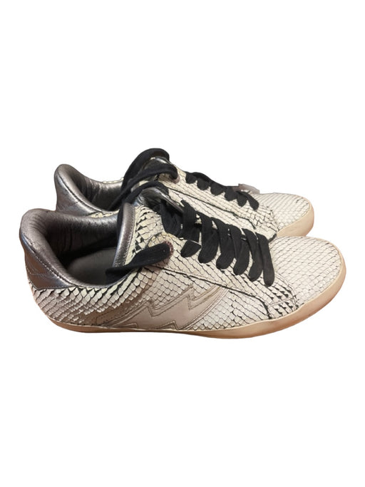 Zadig & Voltaire Shoe Size 38 White & Black Leather Snake Embossed Sneakers White & Black / 38