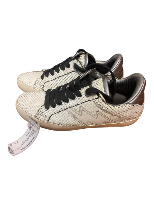 Zadig & Voltaire Shoe Size 38 White & Black Leather Snake Embossed Sneakers White & Black / 38