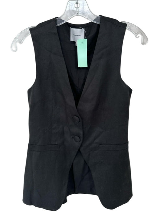 Reformation Size XS Black Tencel Sleeveless Button Down Vest Top Black / XS
