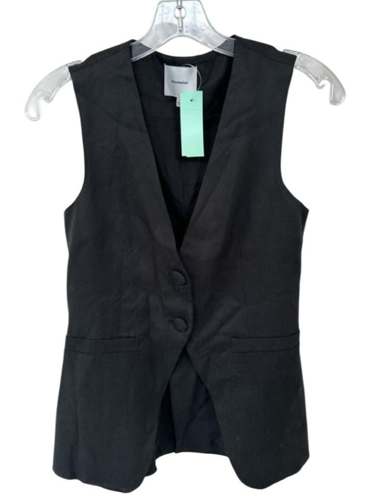 Reformation Size XS Black Tencel Sleeveless Button Down Vest Top Black / XS
