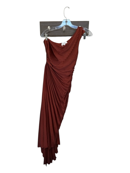 A.L.C. Size 4 Rust Polyester One Shoulder Acordian Pleated Gown Rust / 4