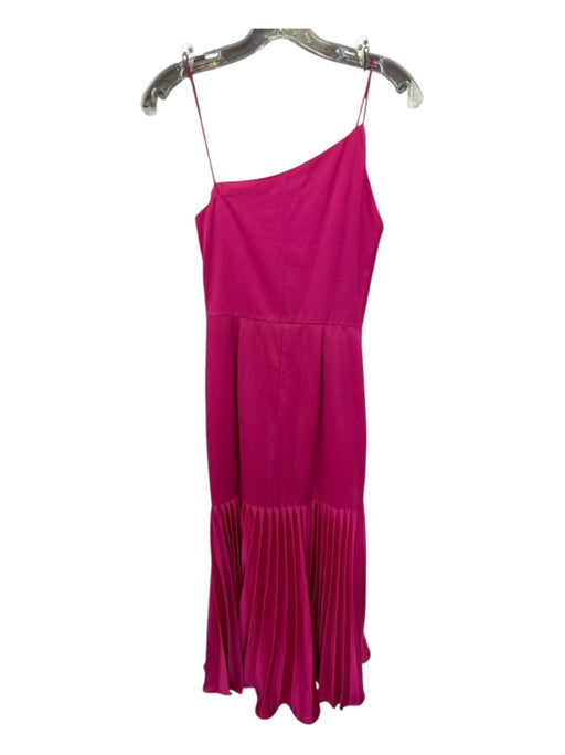 flor et.al Size 0 Magenta Polyester One Short Sleeve Acordian Pleated Gown Magenta / 0