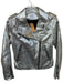 Sen Size S Silver Vegan Leather Long Sleeve Metallic Moto Jacket Silver / S