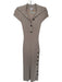 Reiss Size S Taupe Viscose Cap Sleeve Ribbed Buttons Maxi Dress Taupe / S