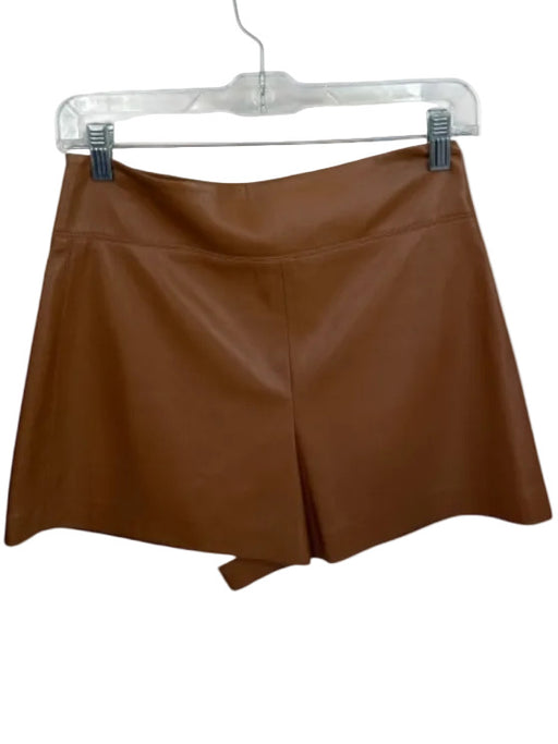 Alice & Olivia Size 4 Brown Vegan Leather High Waist Back Zip Shorts Brown / 4