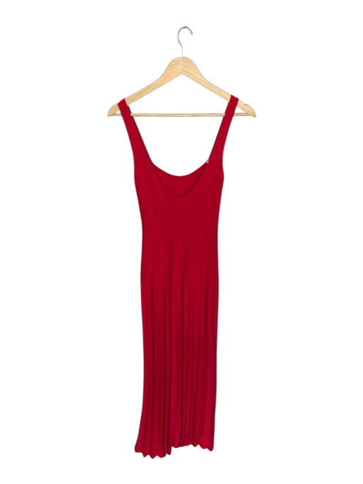 Staud Size XS Red Viscose Blend Sleeveless Ribbed Pleat Detail Maxi Dress Red / XS
