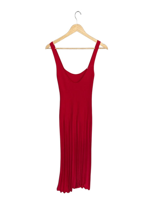 Staud Size XS Red Viscose Blend Sleeveless Ribbed Pleat Detail Maxi Dress Red / XS