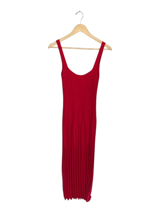 Staud Size XS Red Viscose Blend Sleeveless Ribbed Pleat Detail Maxi Dress Red / XS
