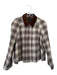 Zara Size S Brown & Blue Cotton Plaid Velvet Accents Plaid Full Zip Jacket Brown & Blue / S