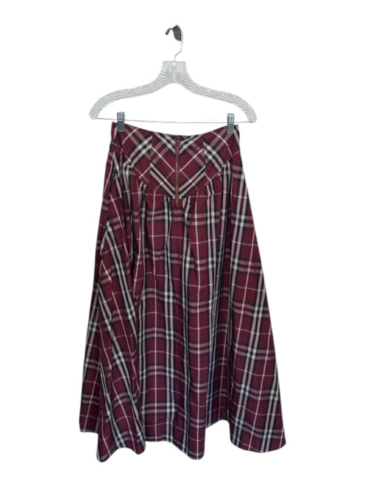 Maeve Size 2 Maroon & Black Nylon High Waist Plaid Back Zip Maxi Skirt Maroon & Black / 2
