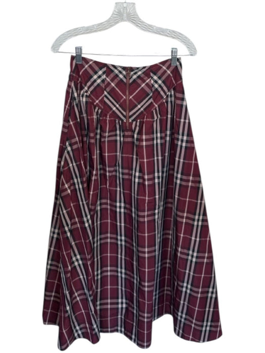 Maeve Size 2 Maroon & Black Nylon High Waist Plaid Back Zip Maxi Skirt Maroon & Black / 2