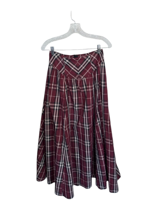 Maeve Size 2 Maroon & Black Nylon High Waist Plaid Back Zip Maxi Skirt Maroon & Black / 2