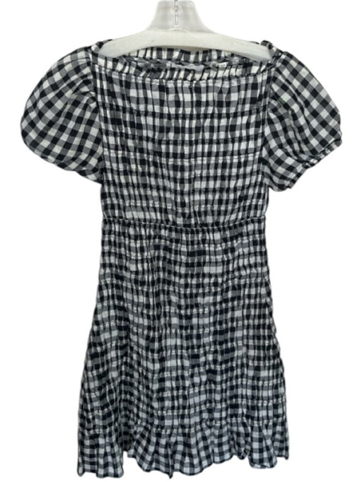 Doen Size XS Black & White Rayon & Linen Short Balloon Sleeve Gingham Dress Black & White / XS