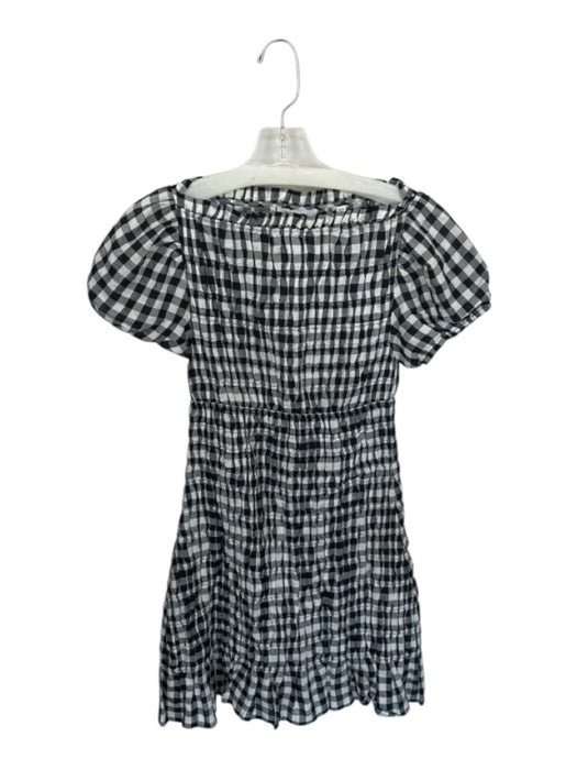 Doen Size XS Black & White Rayon & Linen Short Balloon Sleeve Gingham Dress Black & White / XS