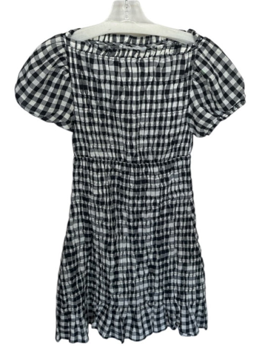 Doen Size XS Black & White Rayon & Linen Short Balloon Sleeve Gingham Dress Black & White / XS