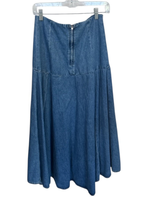 Zara Size XS Med Dark Wash Cotton High Waist Back Zip Maxi Denim Skirt Med Dark Wash / XS