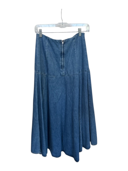 Zara Size XS Med Dark Wash Cotton High Waist Back Zip Maxi Denim Skirt Med Dark Wash / XS
