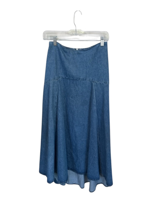 Zara Size XS Med Dark Wash Cotton High Waist Back Zip Maxi Denim Skirt Med Dark Wash / XS