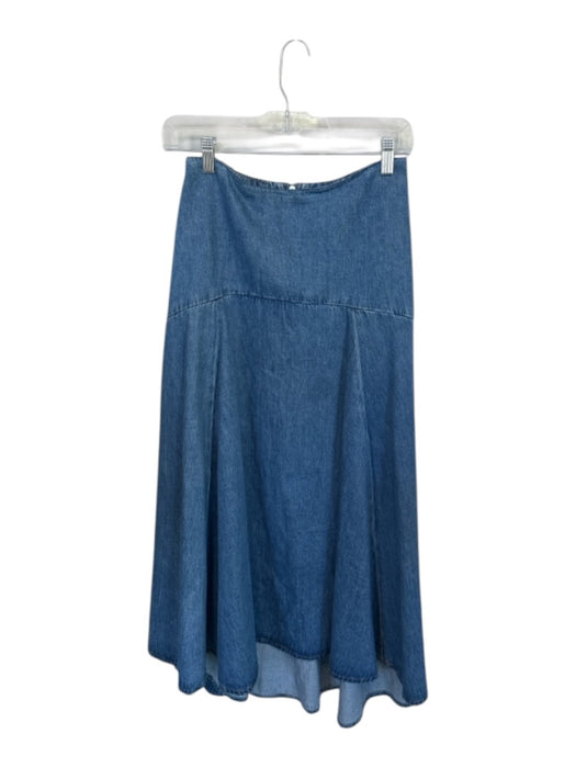 Zara Size XS Med Dark Wash Cotton High Waist Back Zip Maxi Denim Skirt Med Dark Wash / XS