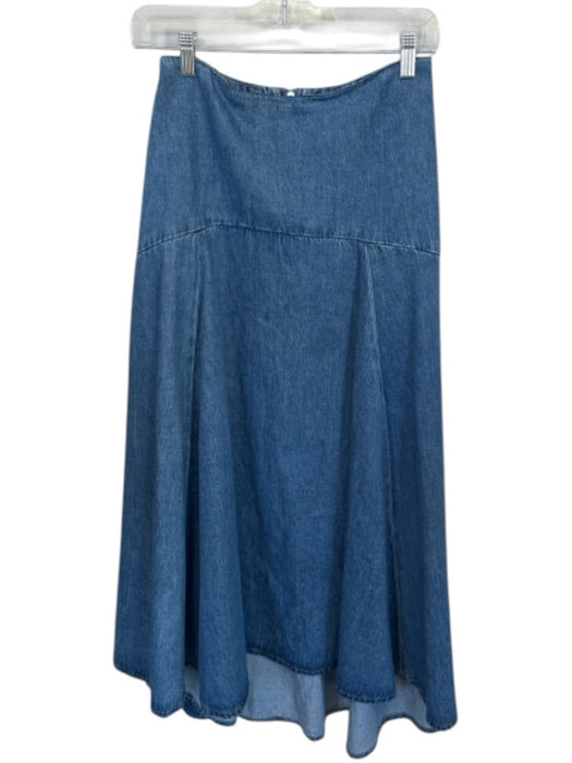 Zara Size XS Med Dark Wash Cotton High Waist Back Zip Maxi Denim Skirt Med Dark Wash / XS