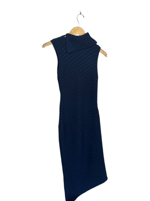 Staud Size XS Navy Wool Sleeveless Cable Knit Funnel Neck Maxi Dress Navy / XS