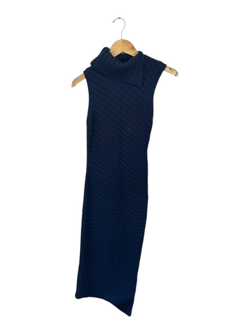 Staud Size XS Navy Wool Sleeveless Cable Knit Funnel Neck Maxi Dress Navy / XS