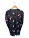 Ganni Size 36/S Black & Pink Polyester Blend Long Sleeve Flowers Crinkle Dress Black & Pink / 36/S
