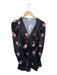 Ganni Size 36/S Black & Pink Polyester Blend Long Sleeve Flowers Crinkle Dress Black & Pink / 36/S