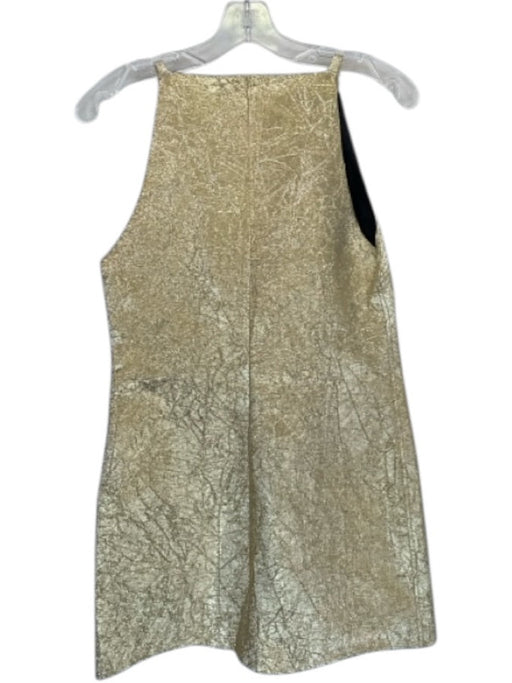 Zara Size S Gold Polyester Sleeveless Metallic Back Zip Dress Gold / S