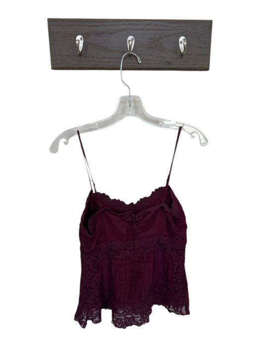 Farm Rio Size S Maroon Viscose Blend Spaghetti Strap Lace Detail Top Maroon / S